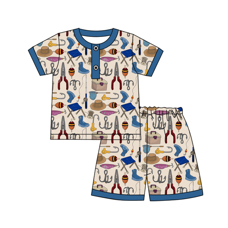 Infant baby boy short sleeve fishing summer outfit preorder