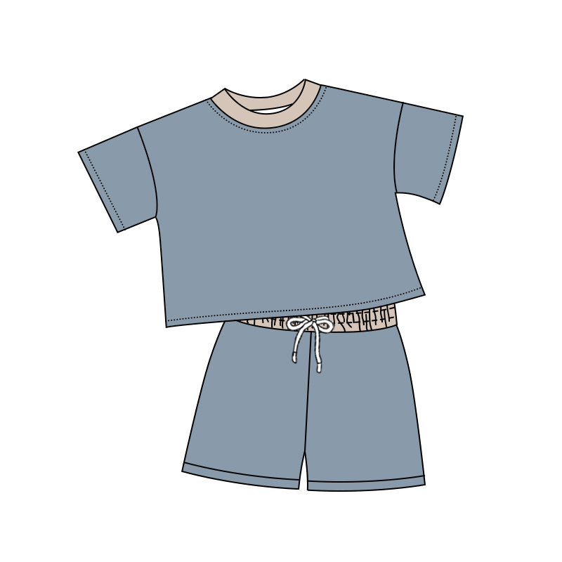 Baby boy dark blue top matching shorts summer outfit preorder