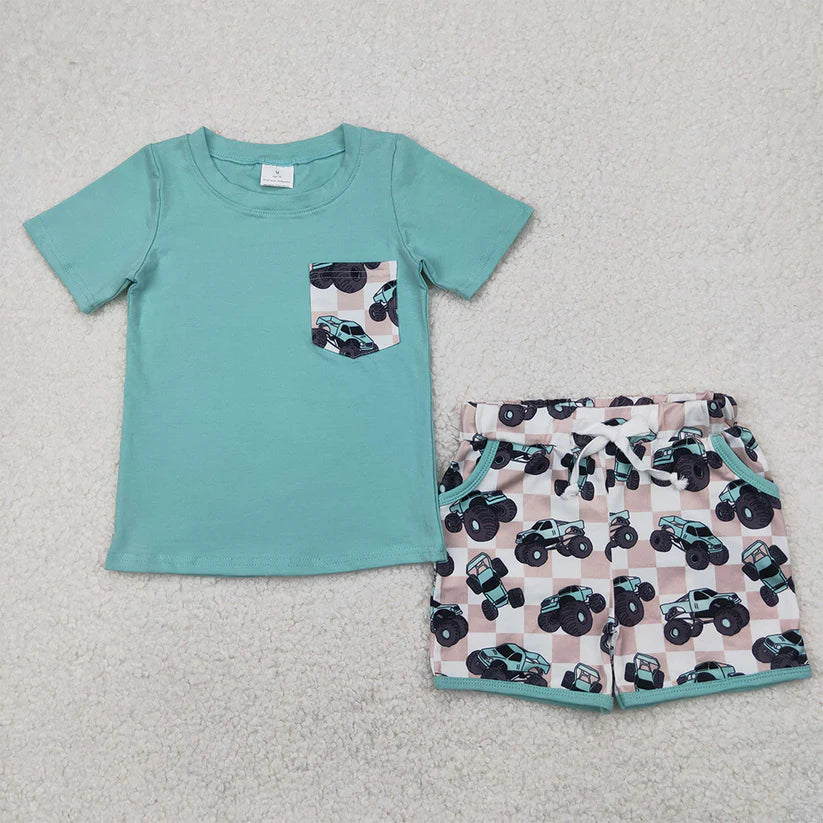 Baby boy construction summer outfit