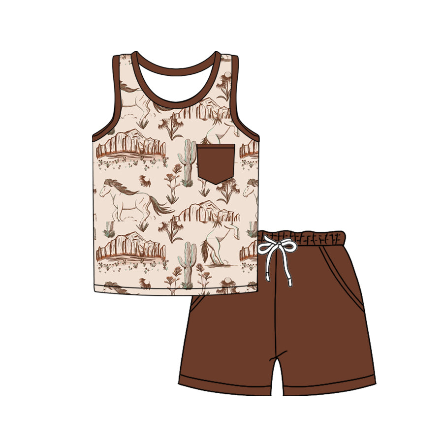 Toddle baby boy mallard duck summer brown outfit preorder