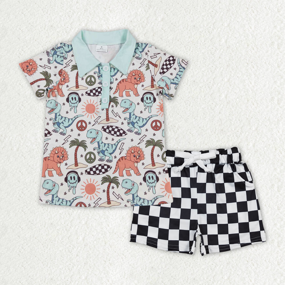Baby boy dinosaur shirt matching shorts summer outfit