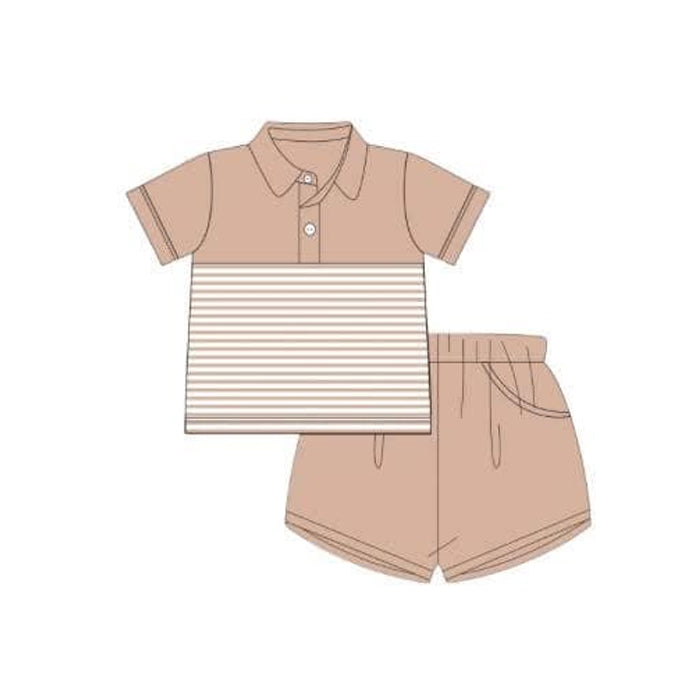 Baby boy khaki stripes summer outfit preorder
