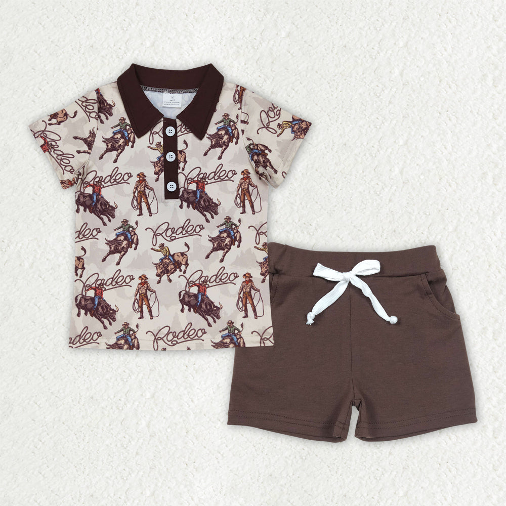 Cowboy western shirt matching brown shorts summer outfit