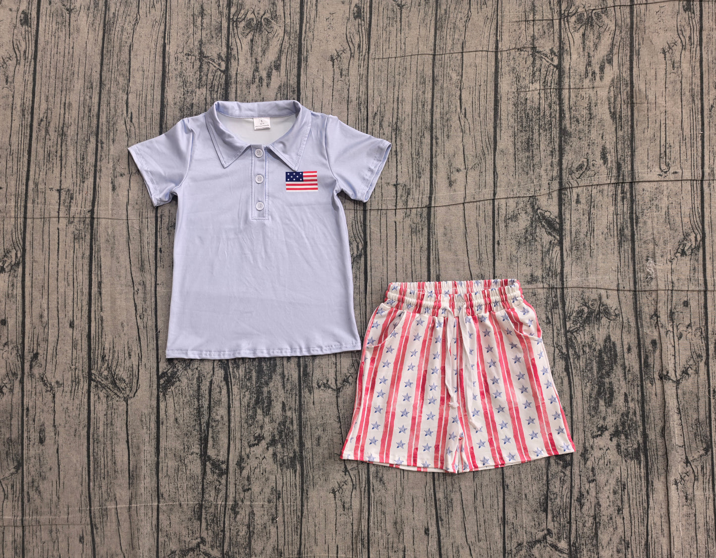 America flag July 4th boy summer outfit preorder