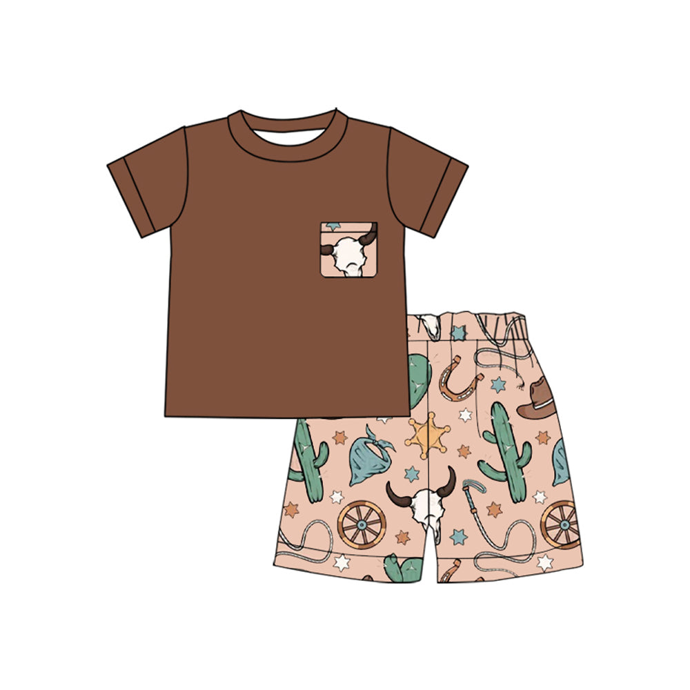 Brown pocket shirt design toddle boy outfit preorder