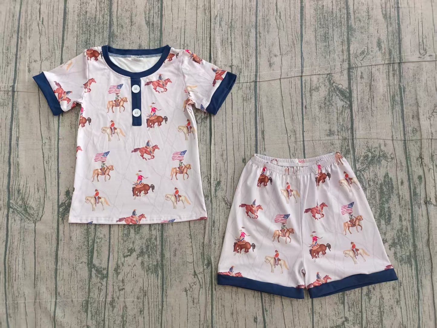 Toddle boy July 4th rodeo summer pajama set preorder
