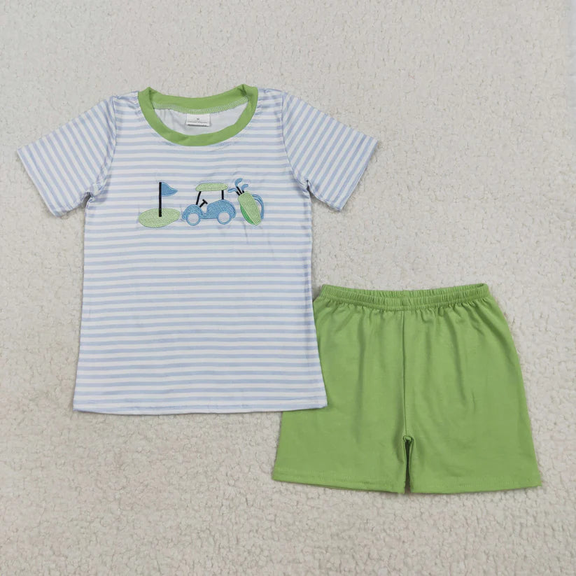 Embroidery Golf top matching shorts girls summer outfit