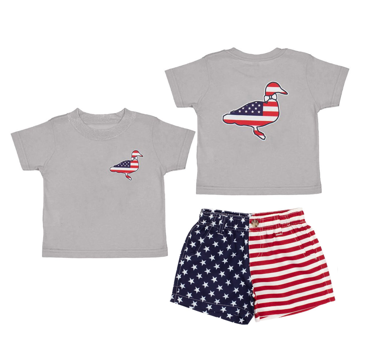 Duck shirt matching short baby boy July 4th outfit preorder