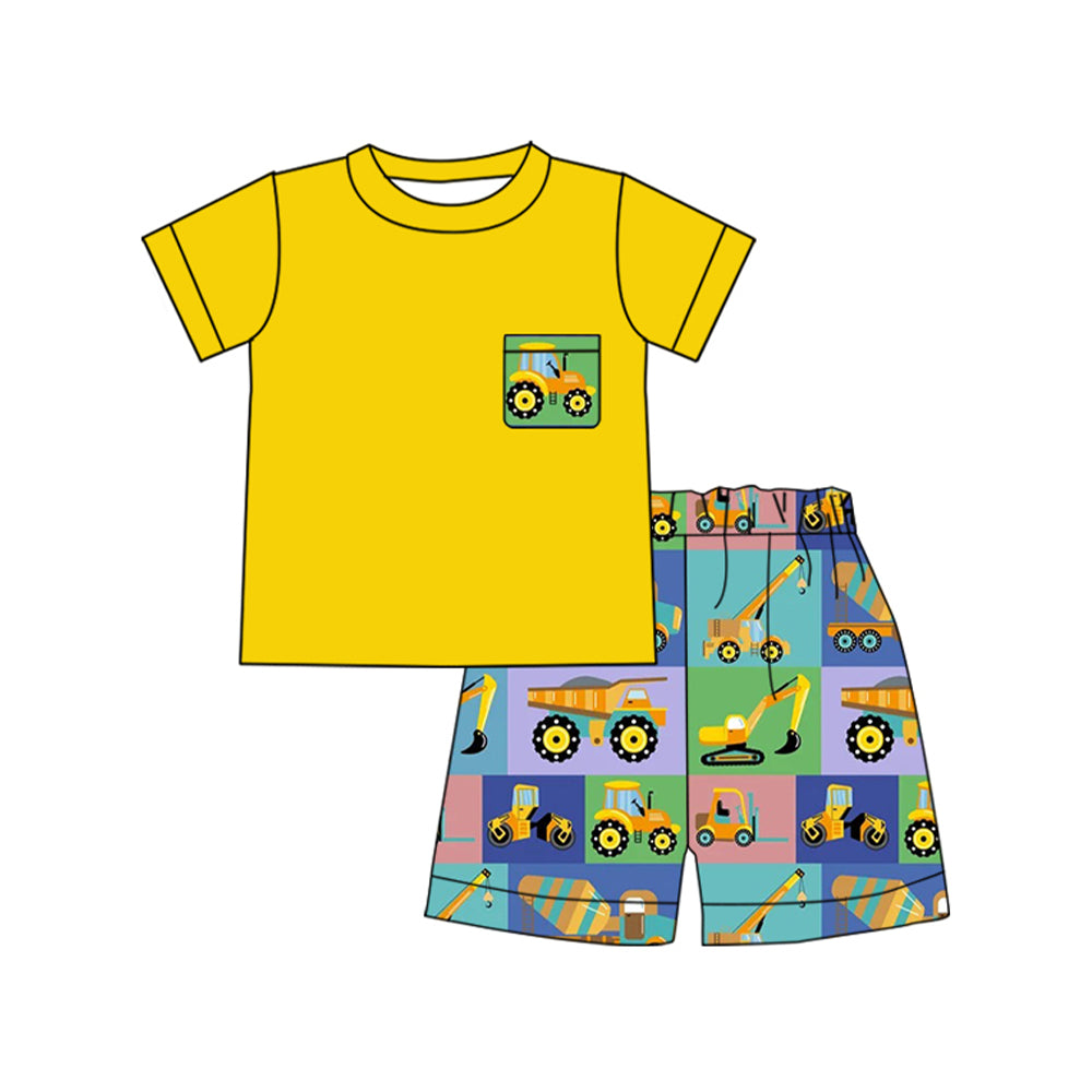 Construction design kids boys summer outfit preorder