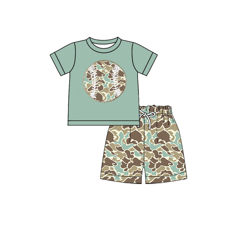 Baseball Camo shirt matching shorts boys summer outfit preorder