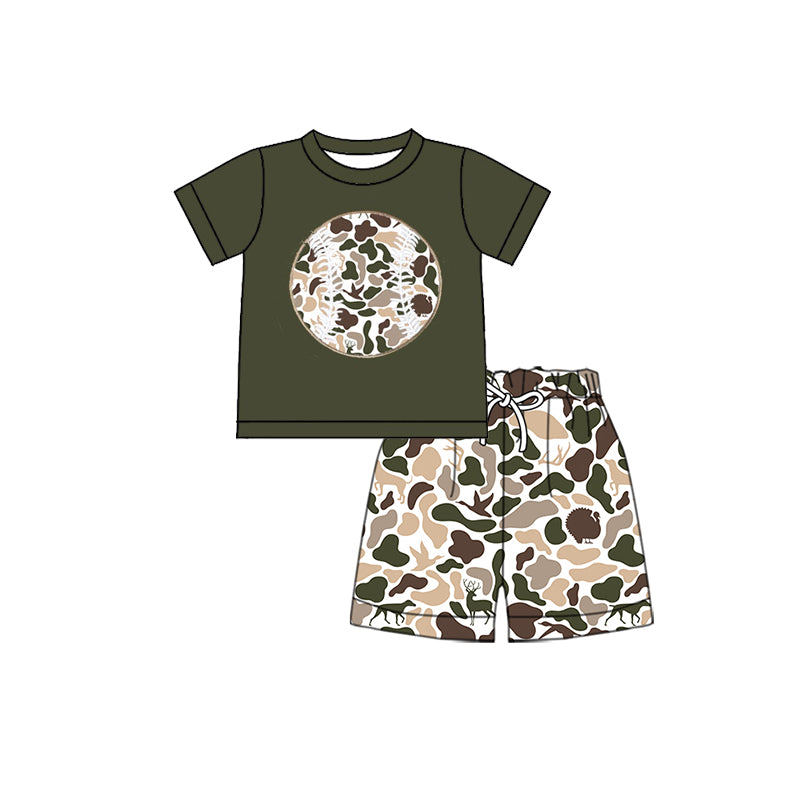 Baseball Camo shirt matching shorts boys summer outfit preorder