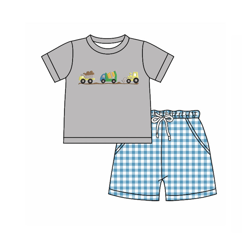 Construction shirt matching shorts boys outfit preorder