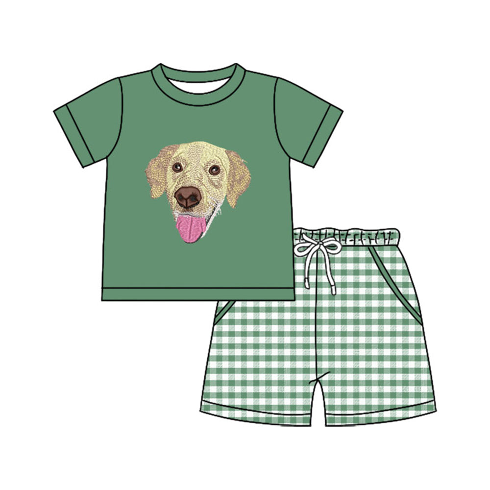 Hunting dog shirt matching shorts boys summer outfit preorder