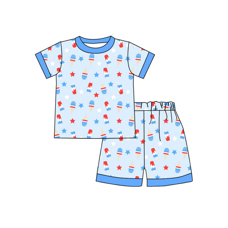 July 4th shirt matching shorts boys holiday outfit preorder