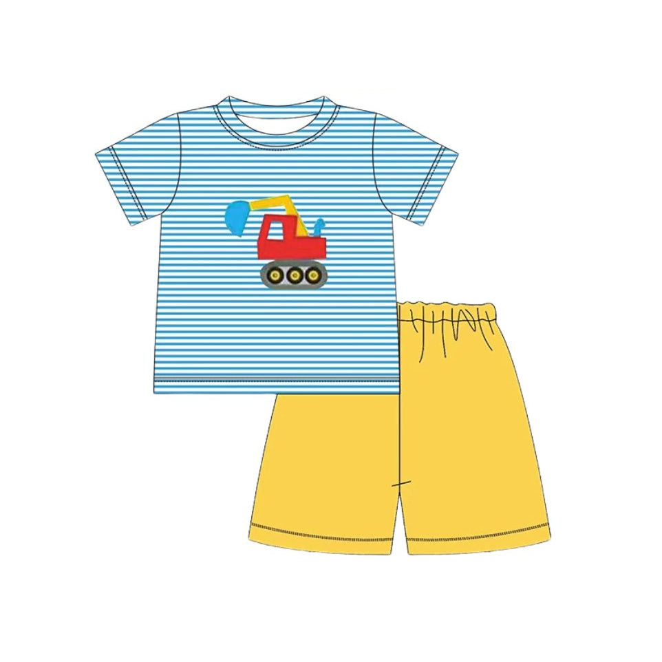 Construction top matching shorts boy summer outfit preorder