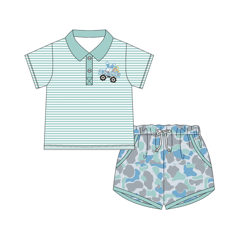 Easter camo truck top matching shorts boy summer outfit preorder