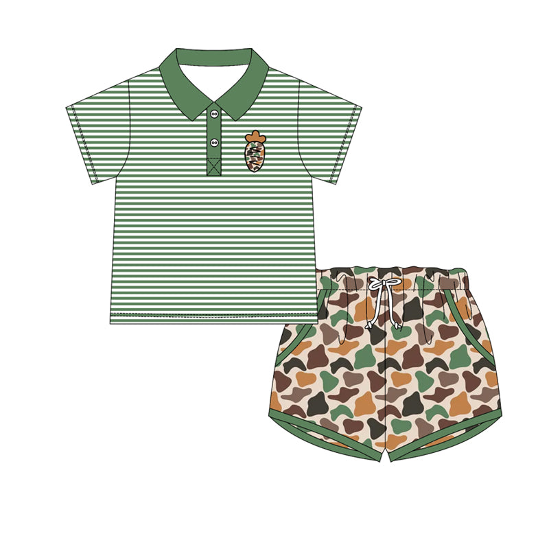 Easter camo carrot top matching shorts boy summer outfit preorder