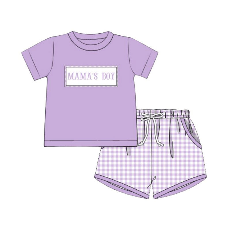 Mamas boy top matching shorts boys summer outfit preorder