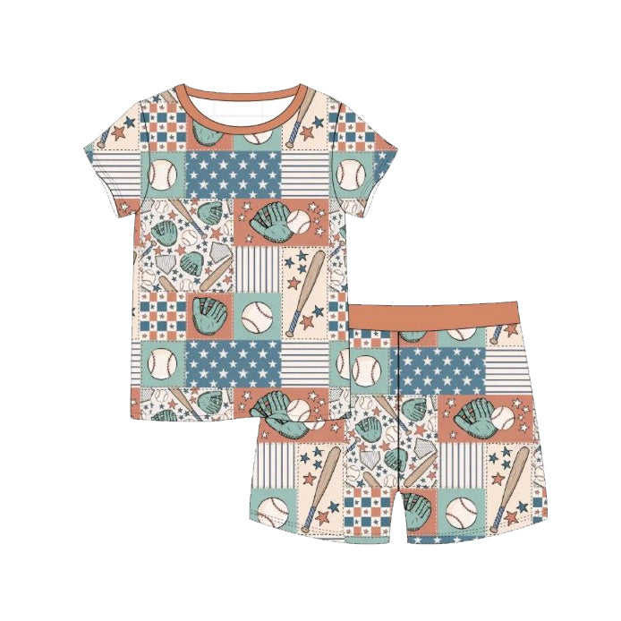 Baseball top matching shorts boys summer outfit preorder