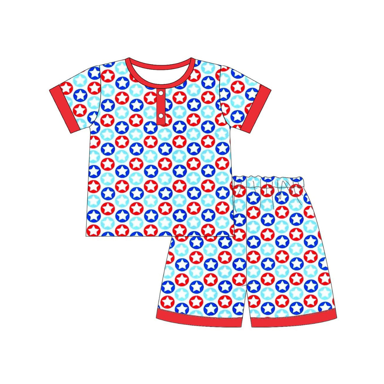 July 4th star top matching shorts boys summer outfit preorder