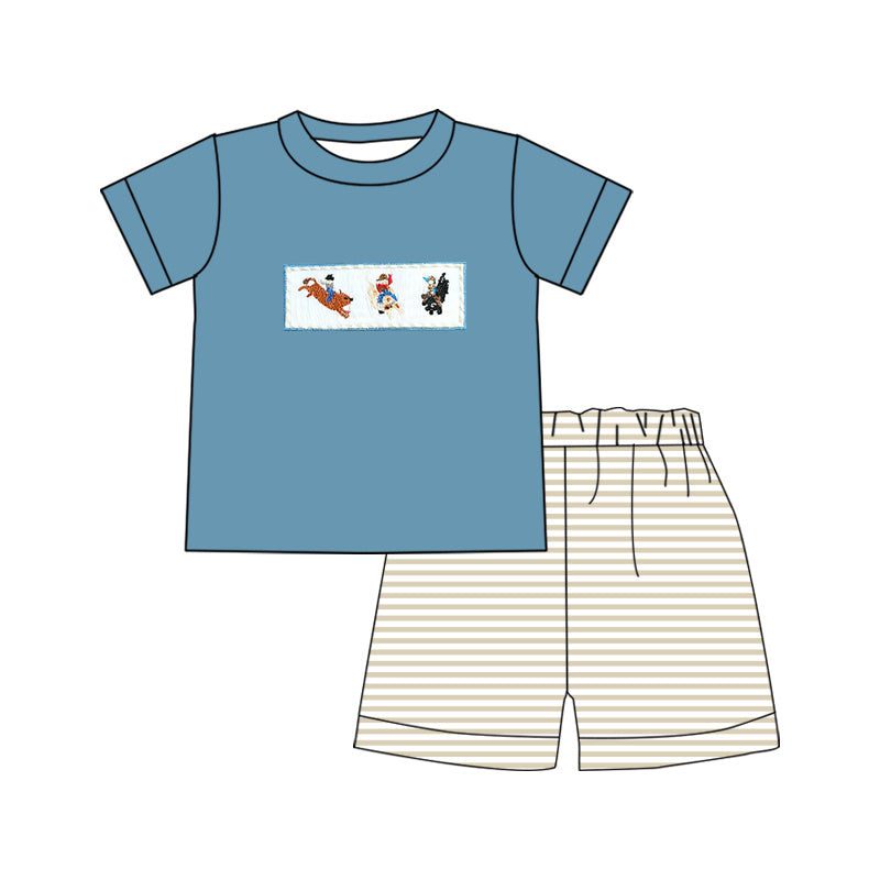 Western cowboy design top matching shorts boy summer outfit preorder