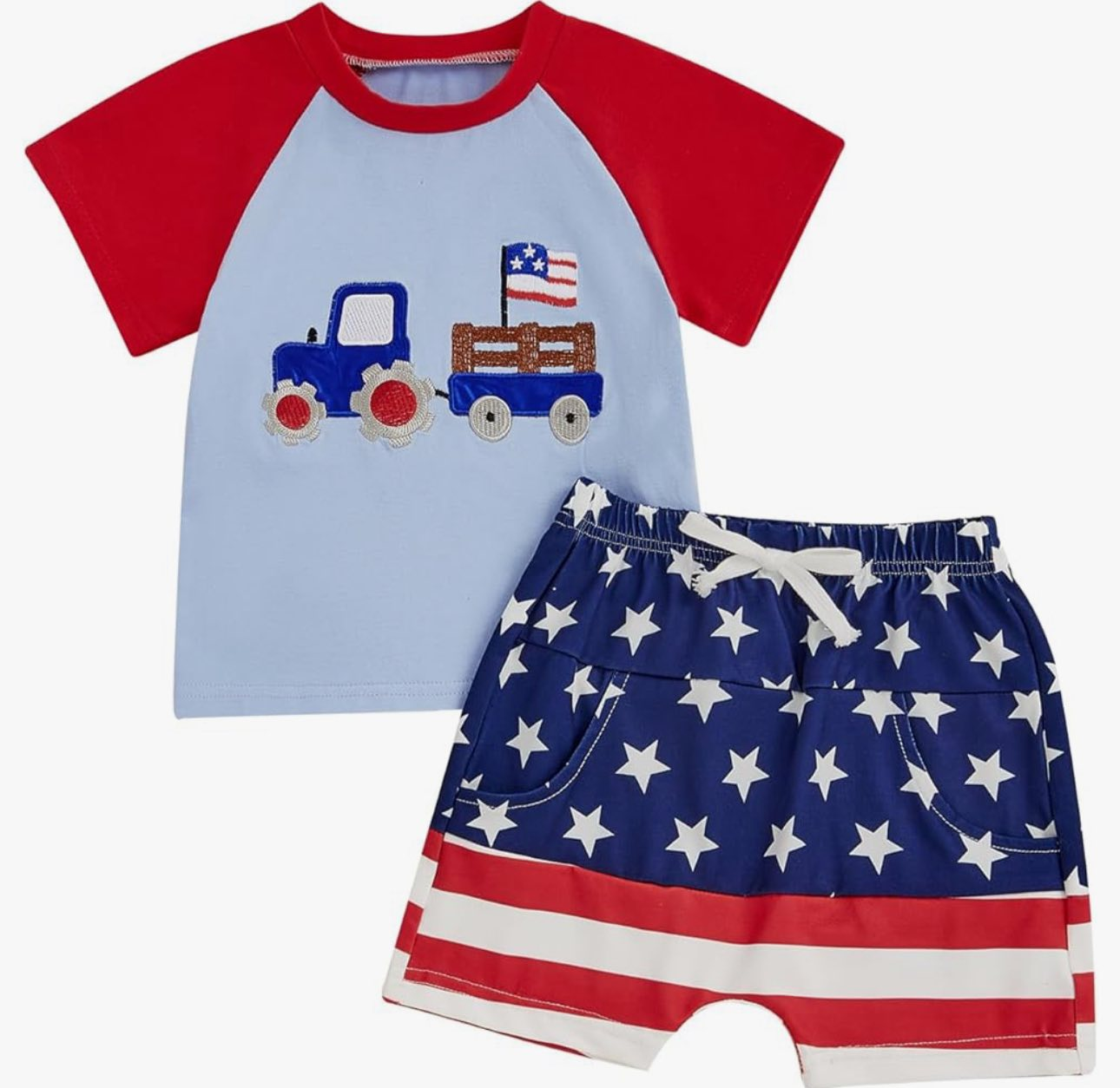 American flag top matching shorts boy summer outfit preorder