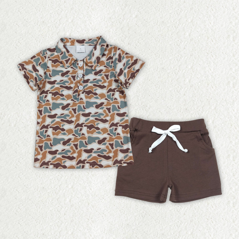 Camo shirt matching shorts boys summer outfit