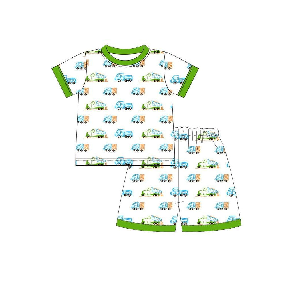 Farm tractor top matching shorts boy summer outfit preorder