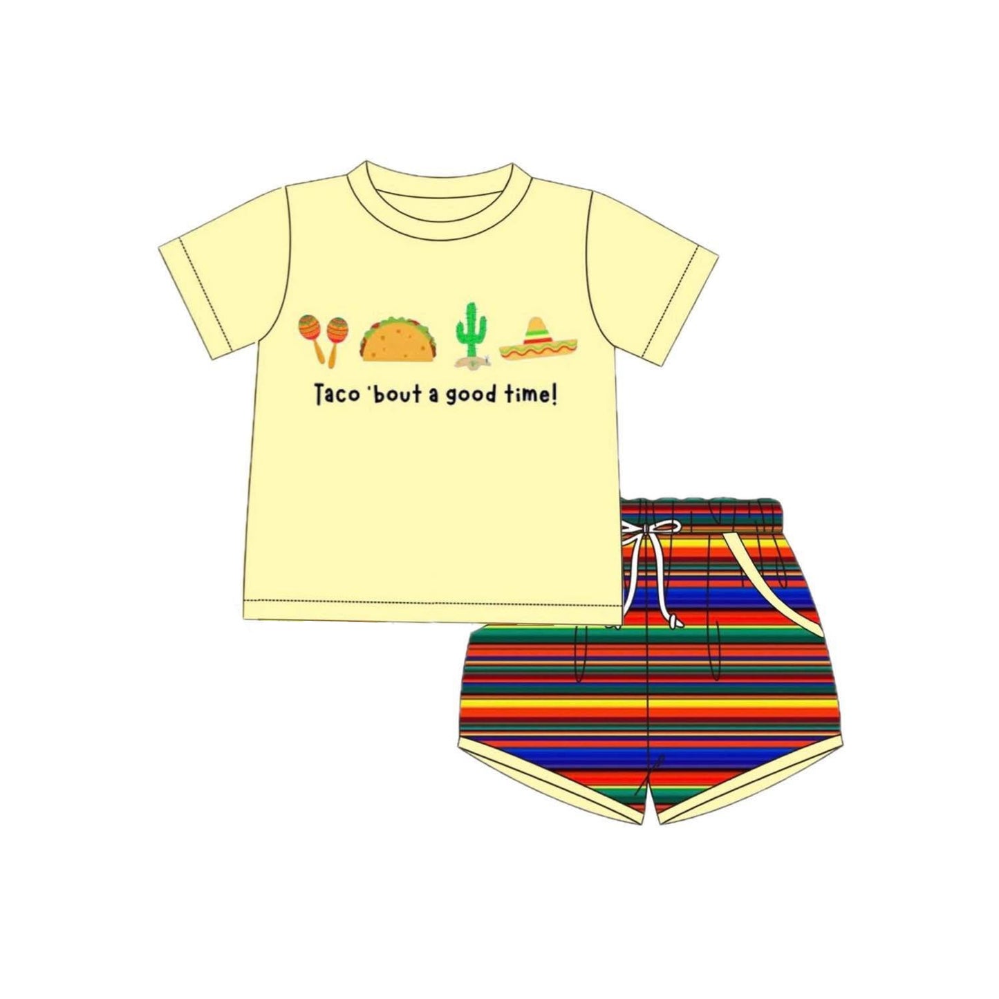 Taco print top matching shorts boys summer outfit preorder