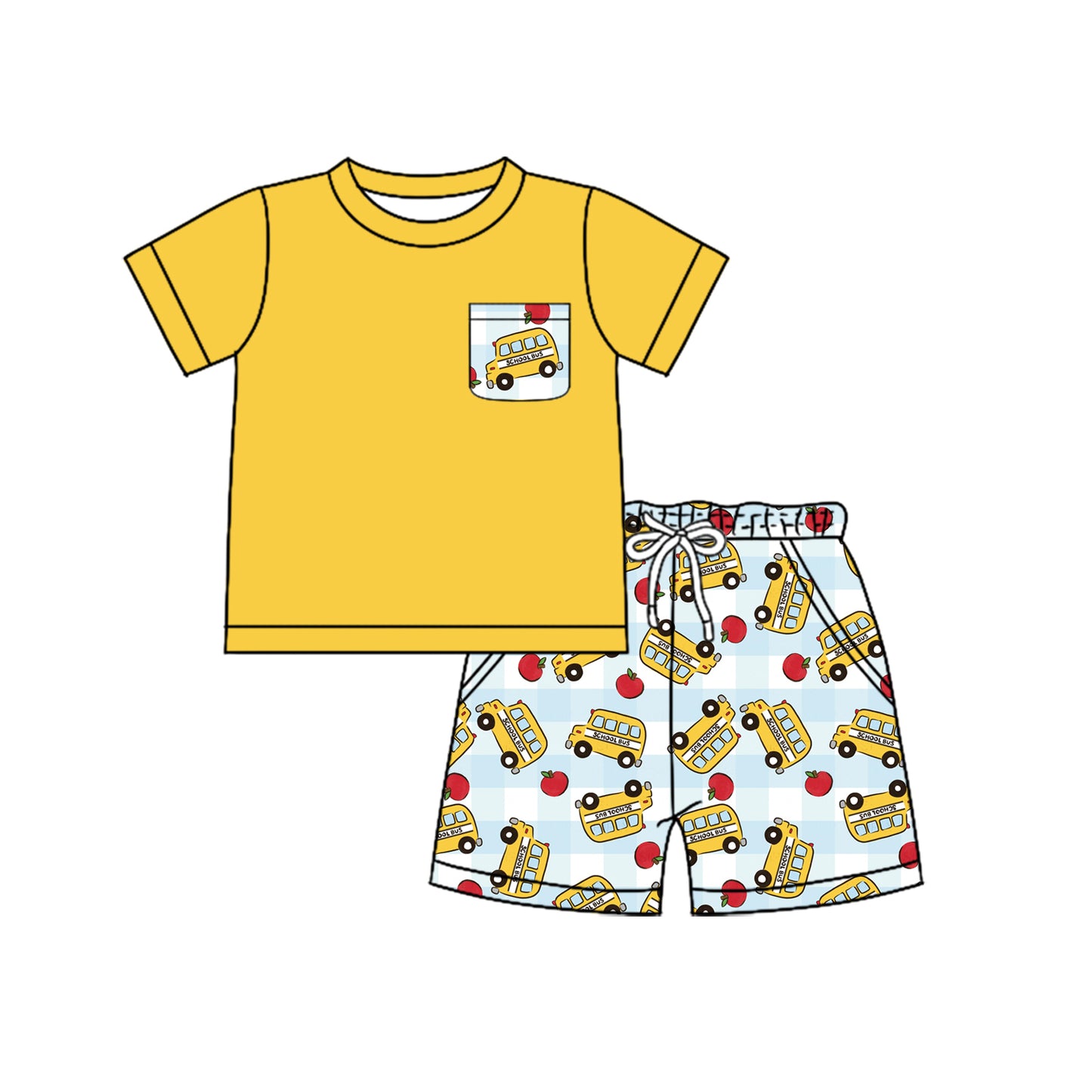 Back to school pocket top matching shorts boys summer outfit preorder