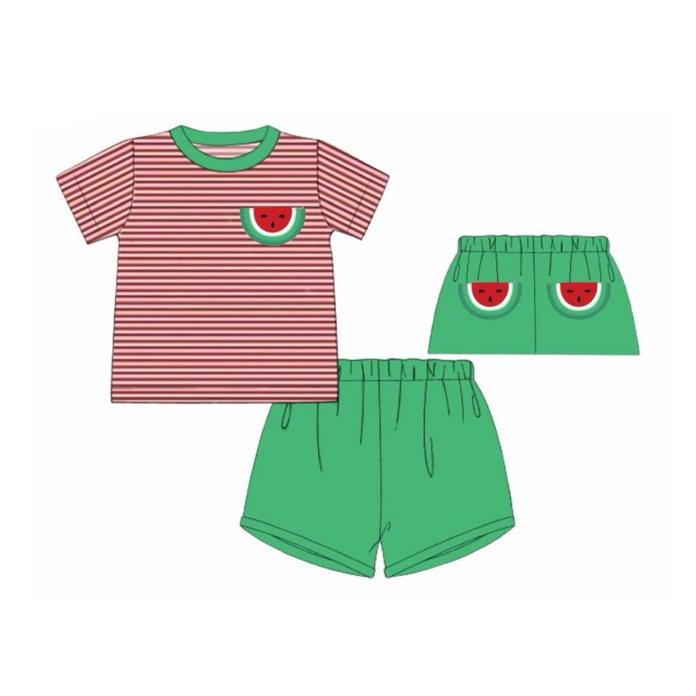 Watermelon pocket top matching shorts boysummer outfit preorder