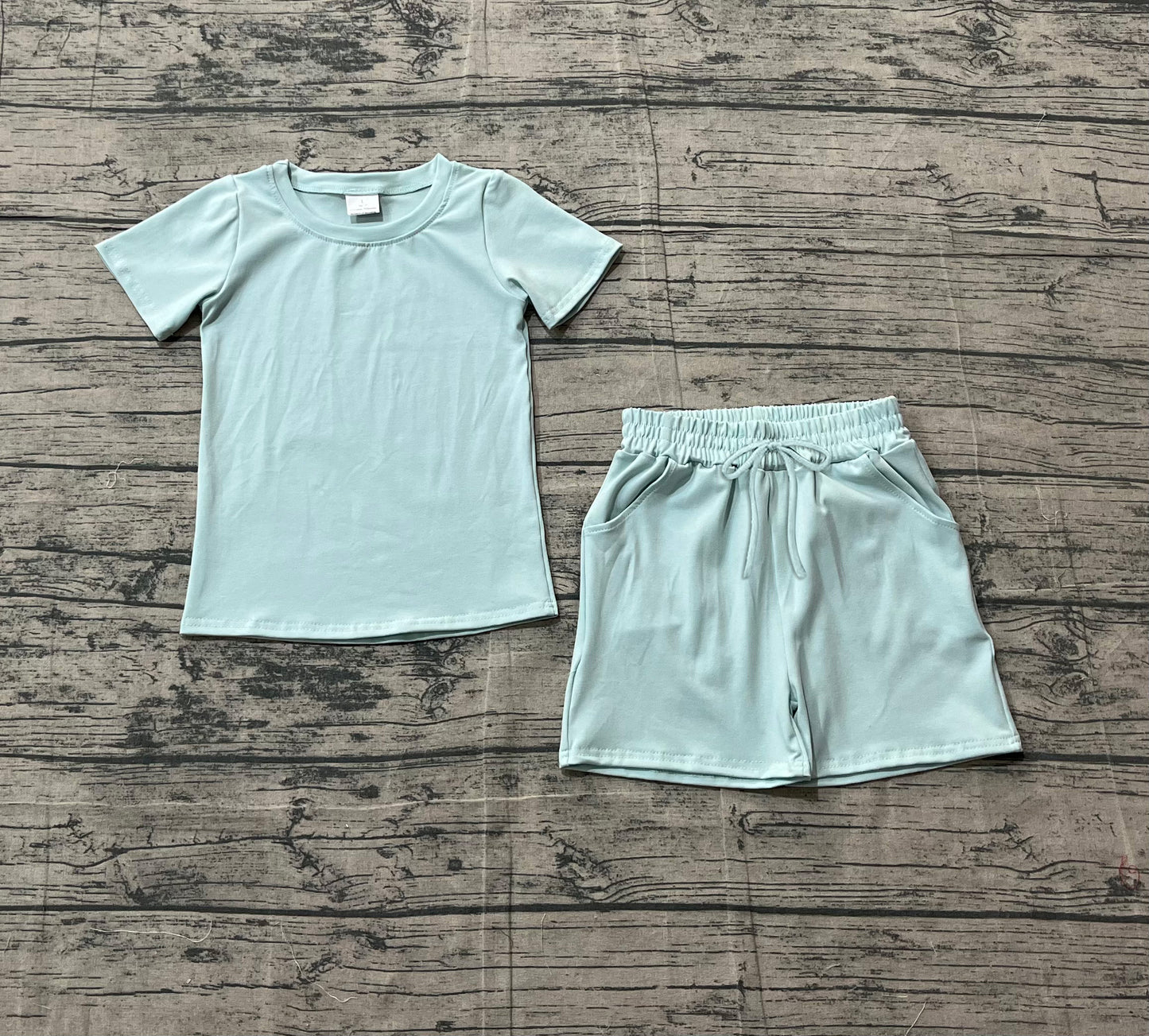 Sky blue cotton top matching shorts boy summer outfit preorder