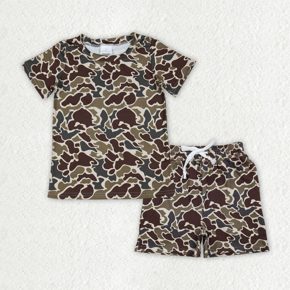 Camo short sleeve top matching shorts boy summer outfit