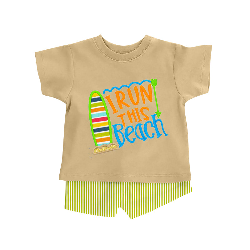 Iron this beach design baby boy summer outfit preorder