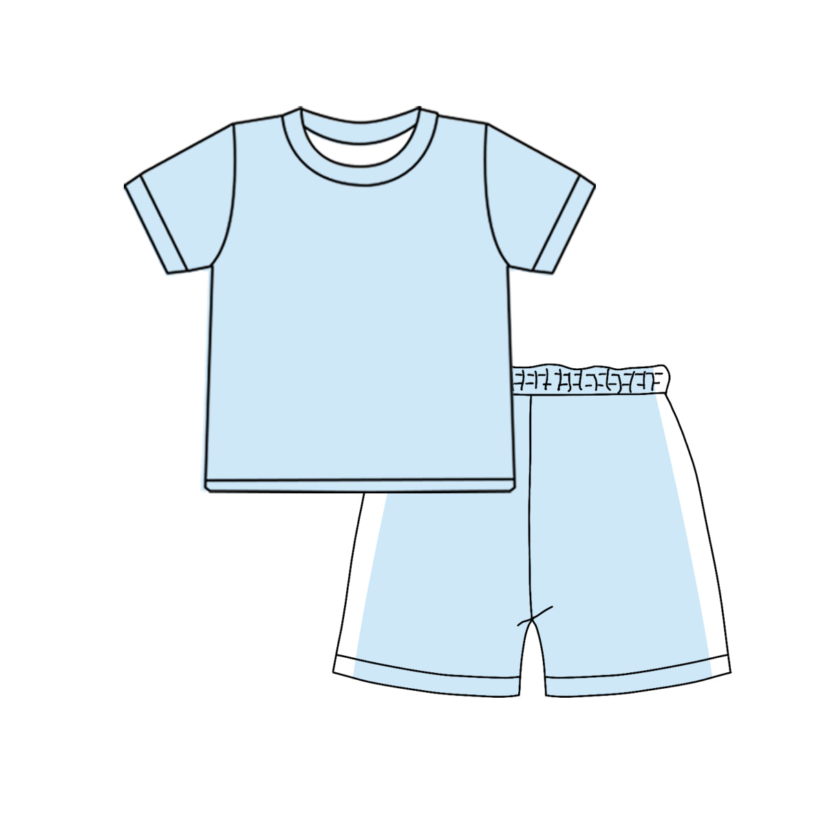 Blue top matching shorts boy summer outfit preorder
