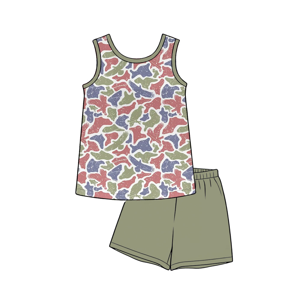 Camo print top matching shorts boy summer outfit preorder