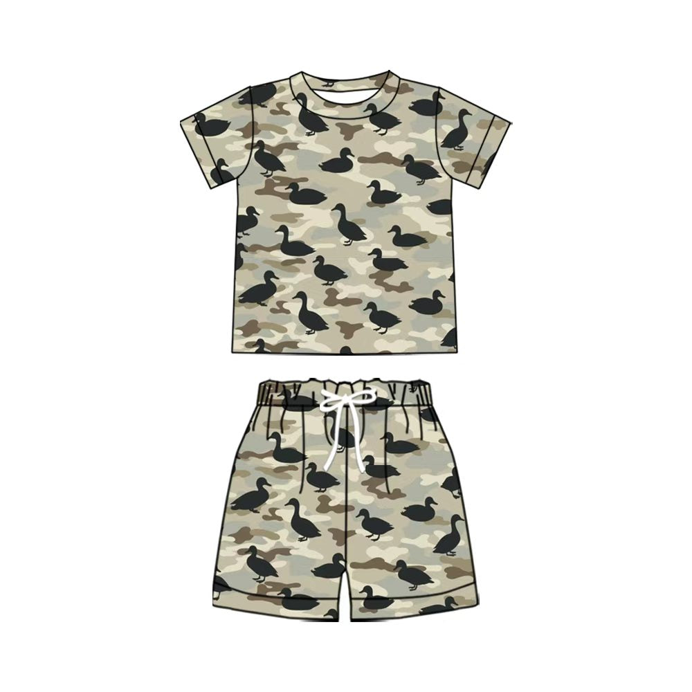 Duck print top matching shorts toddle baby boy outfit preorder
