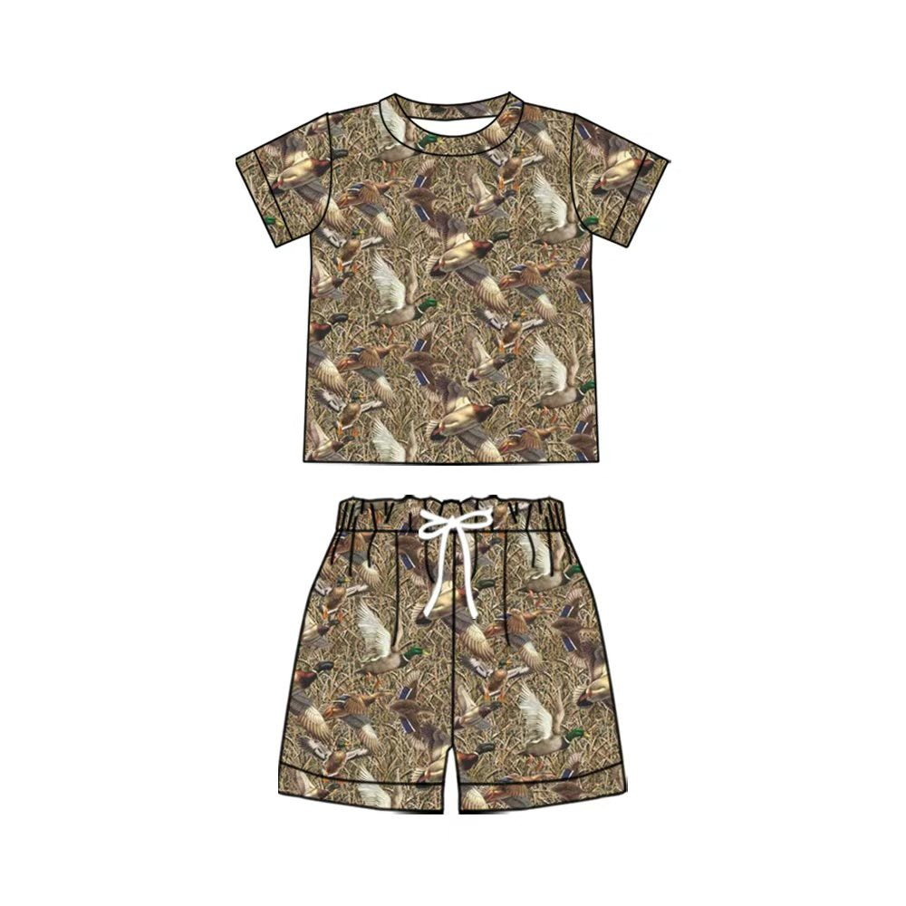Duck print top matching shorts toddle baby boy outfit preorder