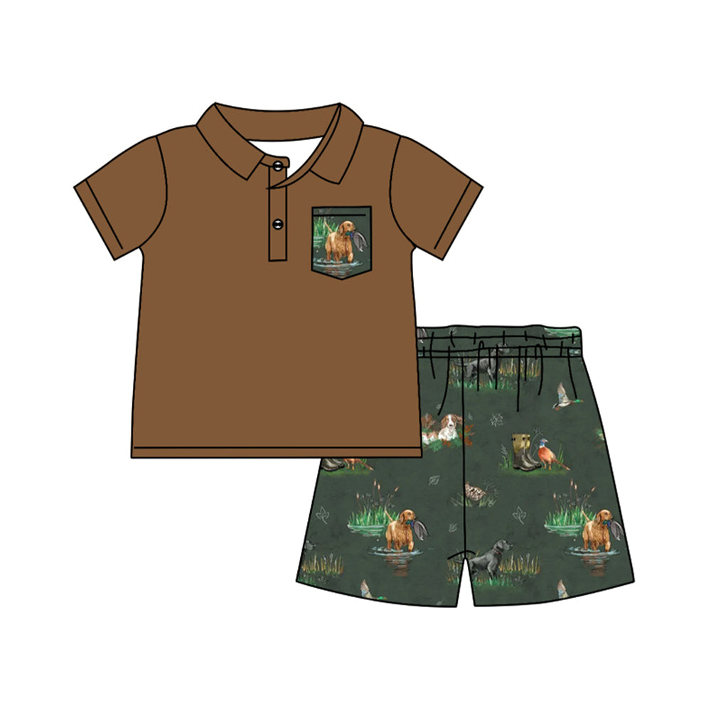 Duck dog top matching shorts toddle baby girl outfit preorder