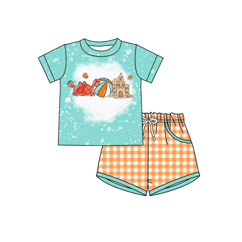 Beach ball crab print top matching shorts toddle baby boy outfit preorder