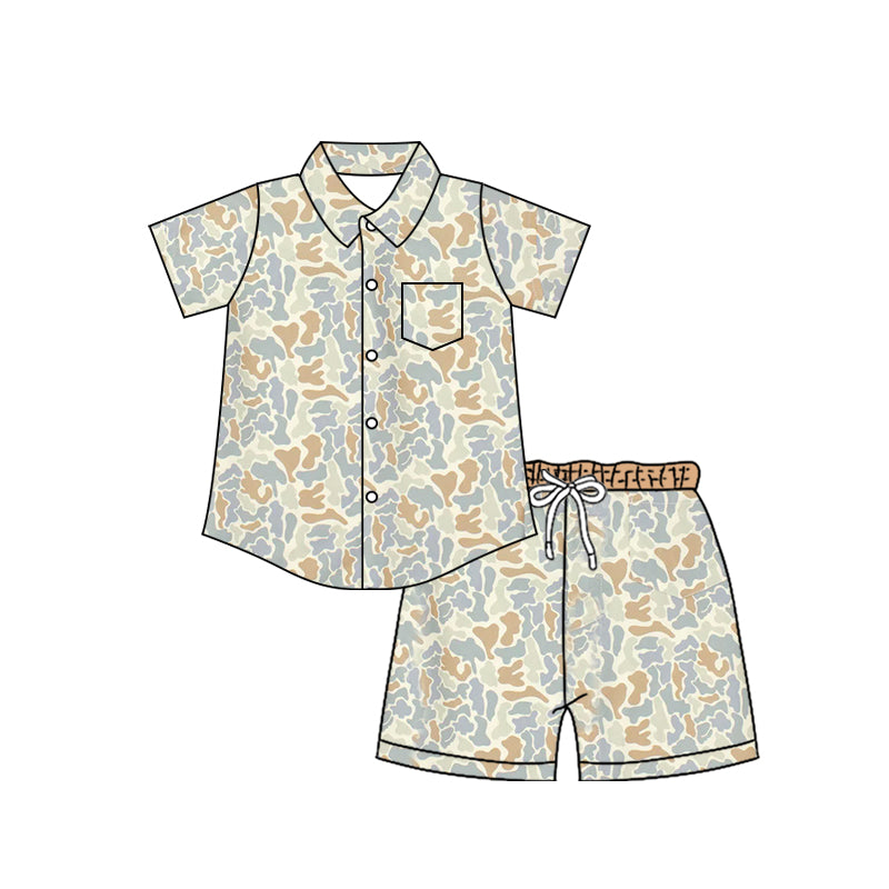 Camouflage top matching shorts boy summer pajama set preorder