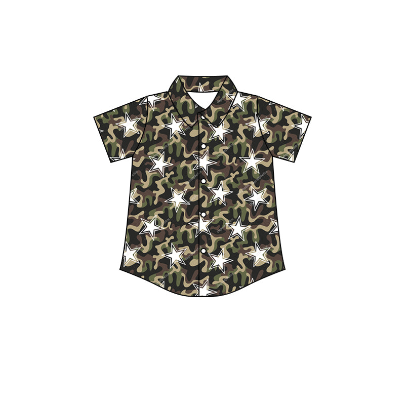 baby boy camo start short sleeve button down shirt preorder