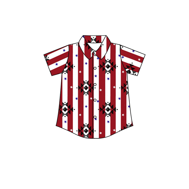 boy short sleeve aztec button down shirt preorder