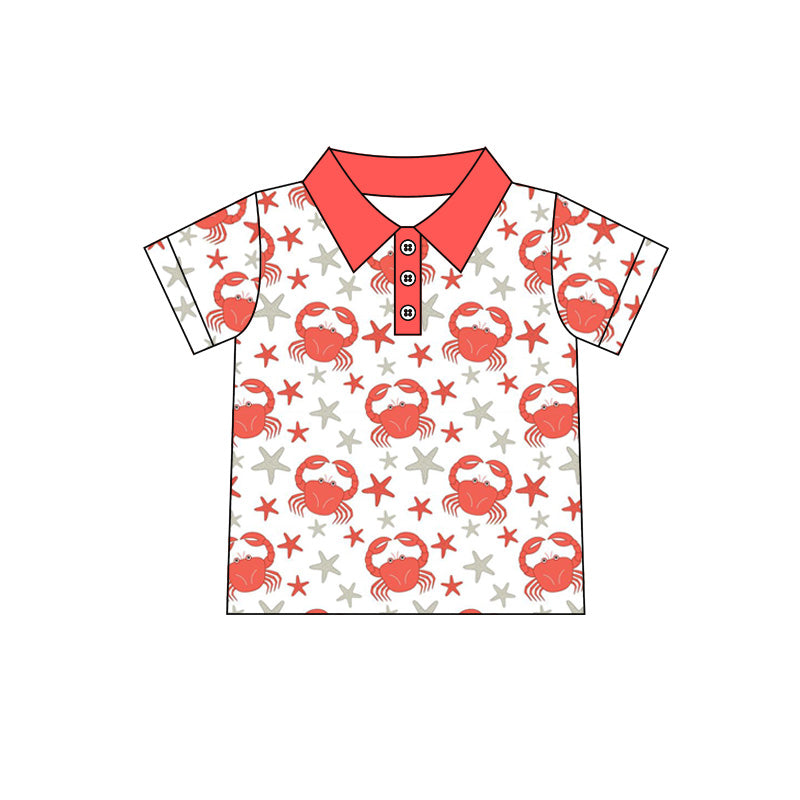 baby boy short sleeve crab polo shirt preorder
