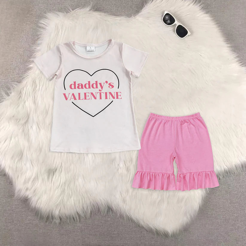 GT0452+SS0356 Daddys valentine baby girls summer clothes