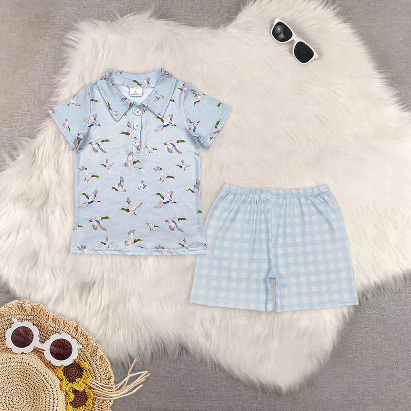 baby boys clothes duck shirt matching shorts outfit BT1210+SS0353
