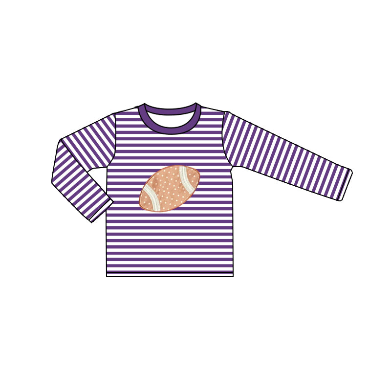 kids football sports game day lavender stripes long sleeve top preorder
