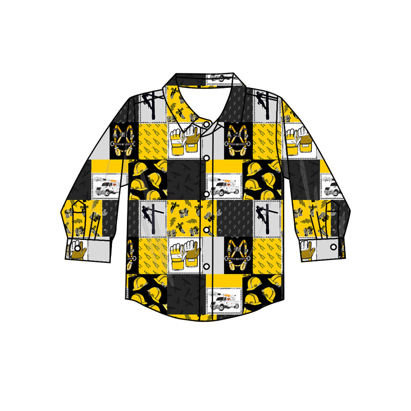 Infant baby boy lineman button down t-shirt preorder