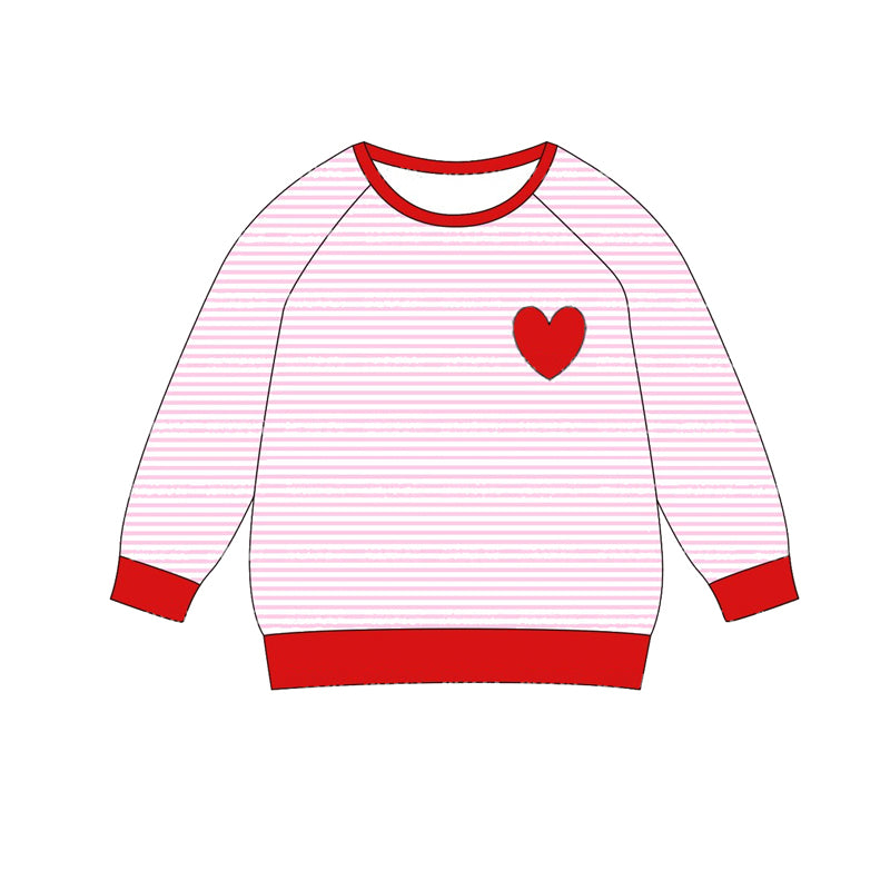 Infant baby girls Valentines day heart print stripes top preorder