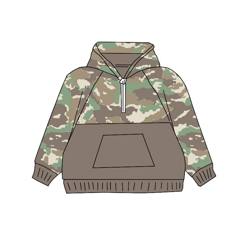 Country Boy Brown Green Camo Long Sleeve Hoodie Top Preorder